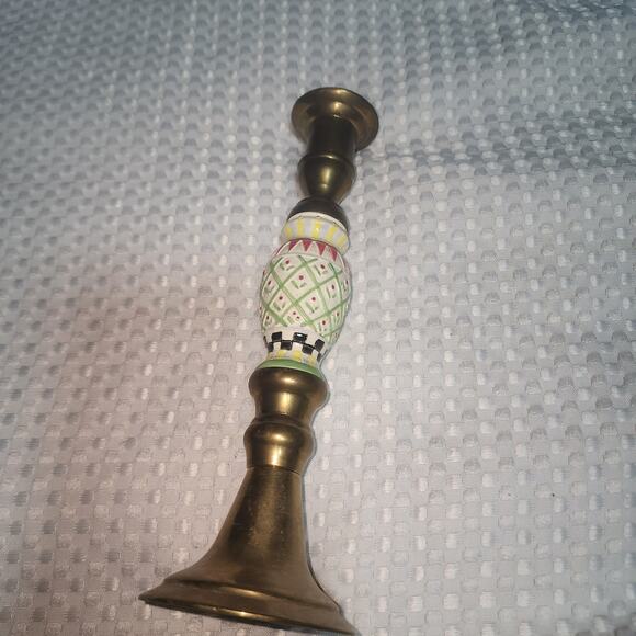 VINTAGE CBK BRASS & RESIN PAINTED CANDLE HOLDER - Picture 1 of 6
